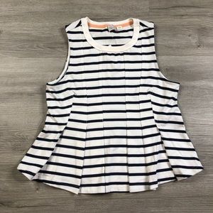 Anthropologie Postmark White Blue Pleated Shirt